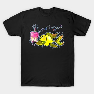 happy Birthday fish holding Cake T-Shirt